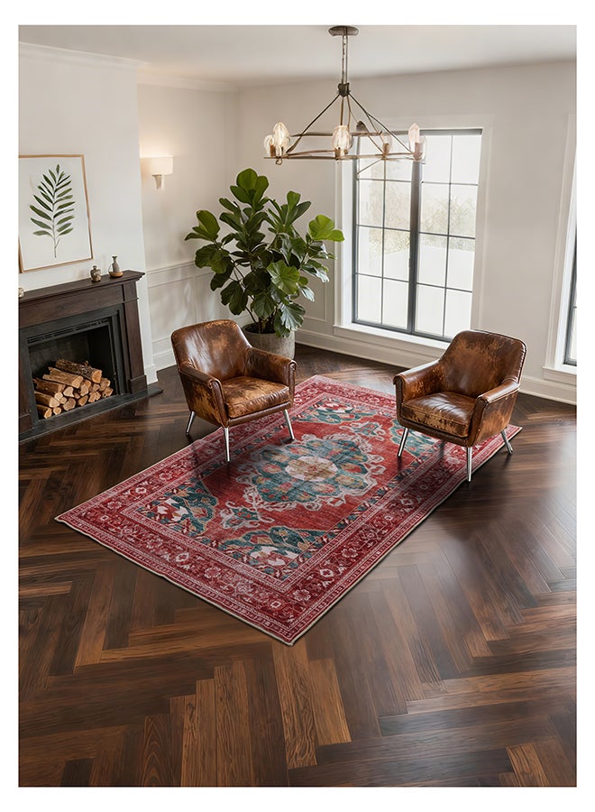 Noon East Carpet Rug Anti-Slip-  Size- 274 x 366 cm - 9x12 ft | Royal Heritage Design | Color- Brick Red| Ideal as Carpets for Living room, Bedroom & Office. Perfect for large spaces - Image 3